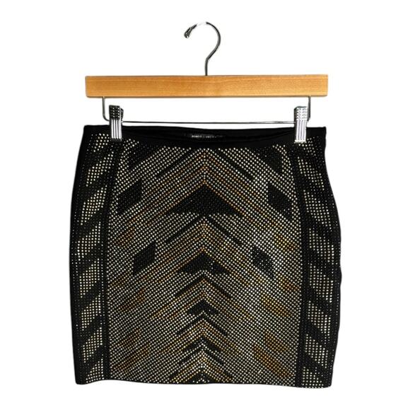 Romeo & Juliet Couture Black Gold and Silver Studded Mini Skirt Side Zipper Sm - Picture 1 of 6